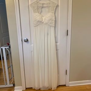 IVORY PinkBlush Maternity Lace Accent Chiffon Gown